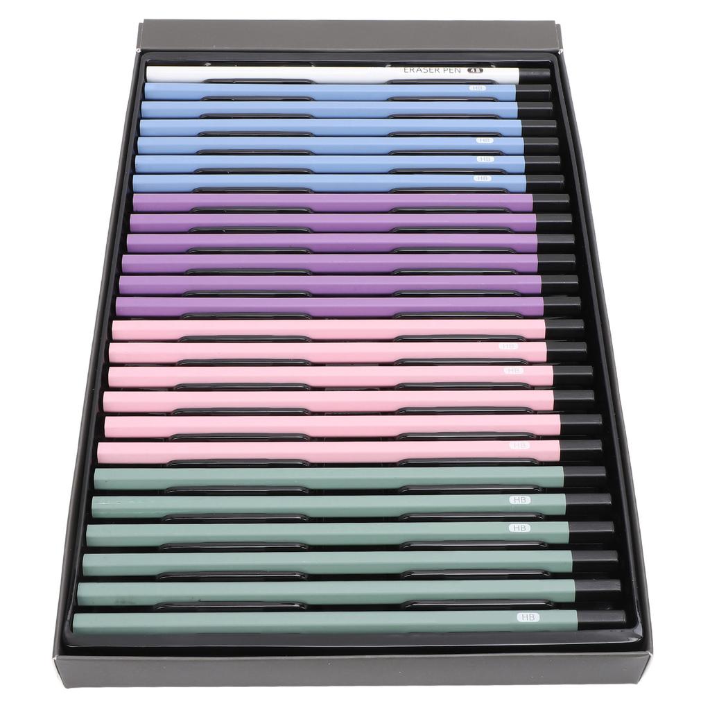 24 Pcs HB Pencils with Eraser Pen Wooden Hex Pencil Set for Drawing Sketching Doodling