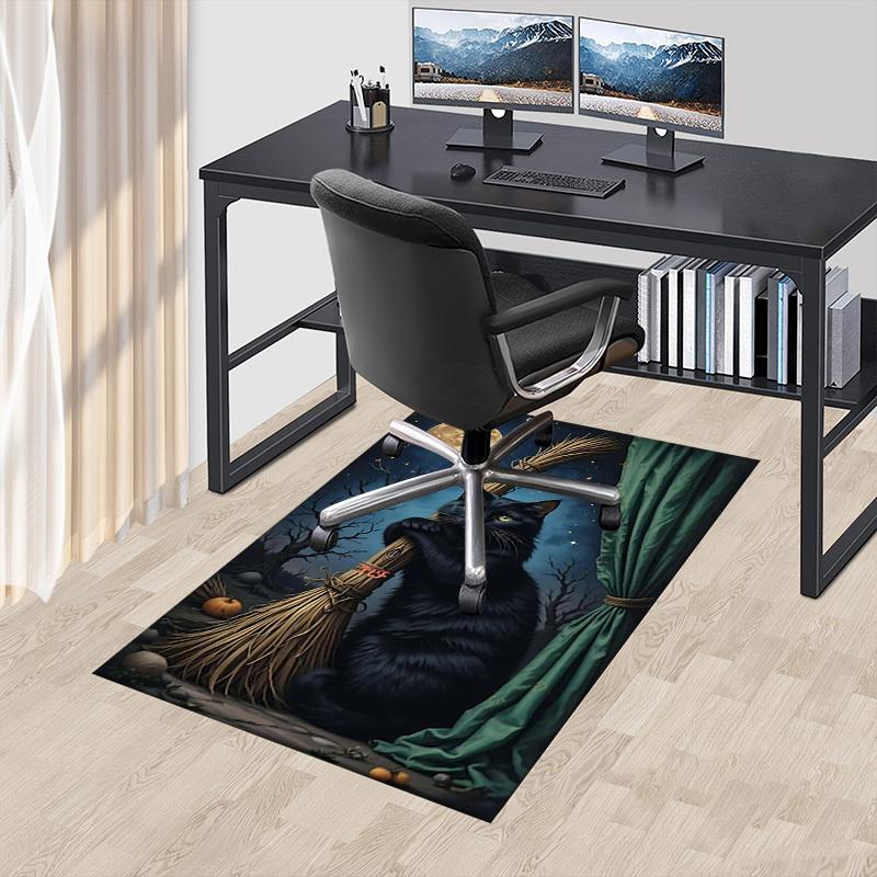 1pc Halloween Cat Carpet Anti Slip Polyester Floor Mat for office.Bedroom