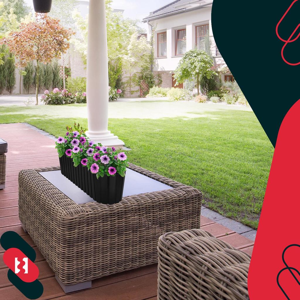 Oval Flowerpot Box For Balcony Terrace Rustic Anthracite 60 Cm 6 Pcs