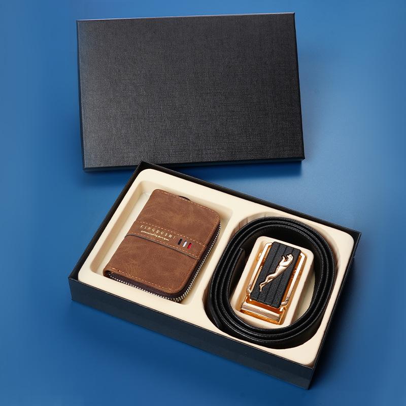 Business Gift Box Men'S Casual Gift Belt Wallet Gift Box Automatic Buckle Belt Wallet Cross-Border Gift Box
