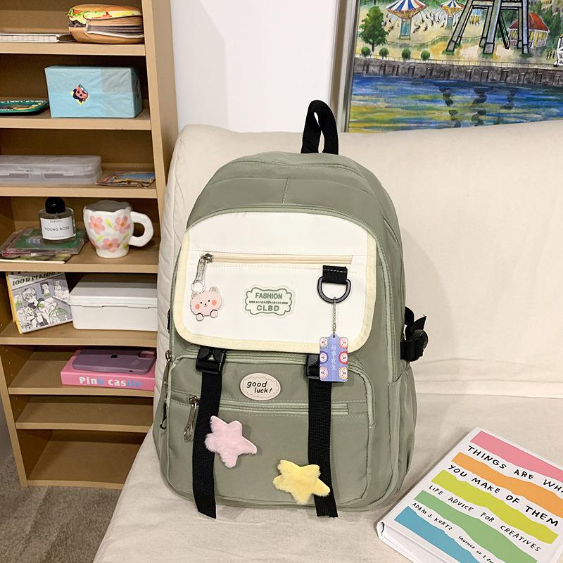 New Student Versatile Campus Backpack Large Capacity Backpack Cute and Simple Class School Bag Reduce Burden and Protect Ridge