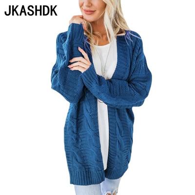 Women's Fashion Casual Solid Color Print Autumn Winter Long Sleeve Loose Sweaters