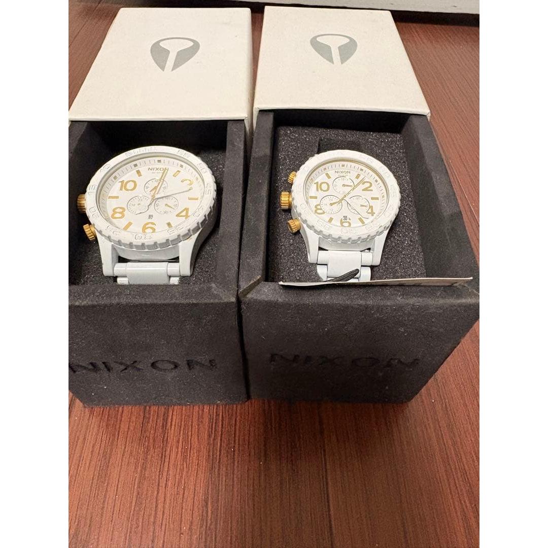 Used NIXON white watch 2 piece set pair watch