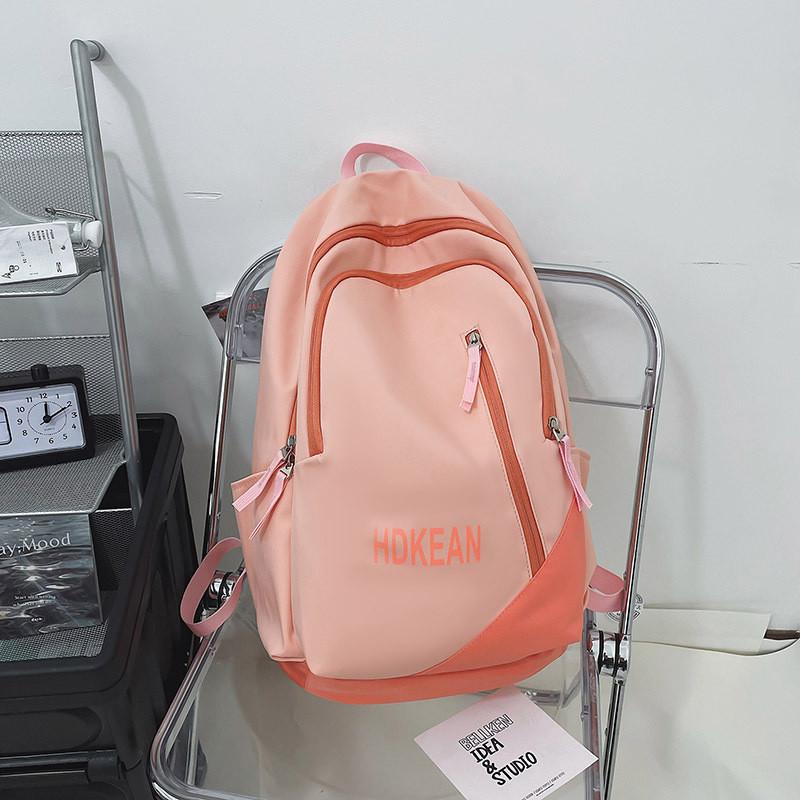 Color Fashionable Blocked Letter Printed Large Capacity Backpack Student