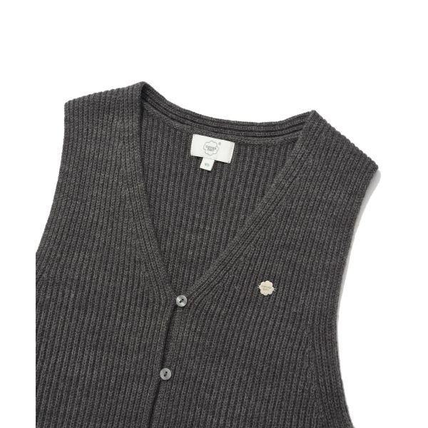 Covernat Womens Series Logo Attached Tie Button Knit Vest Women vest Gray CO2403KT79MG