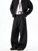 Unisex Retro Black Scimitar Wide-Leg Casual Pants for Spring & Autumn