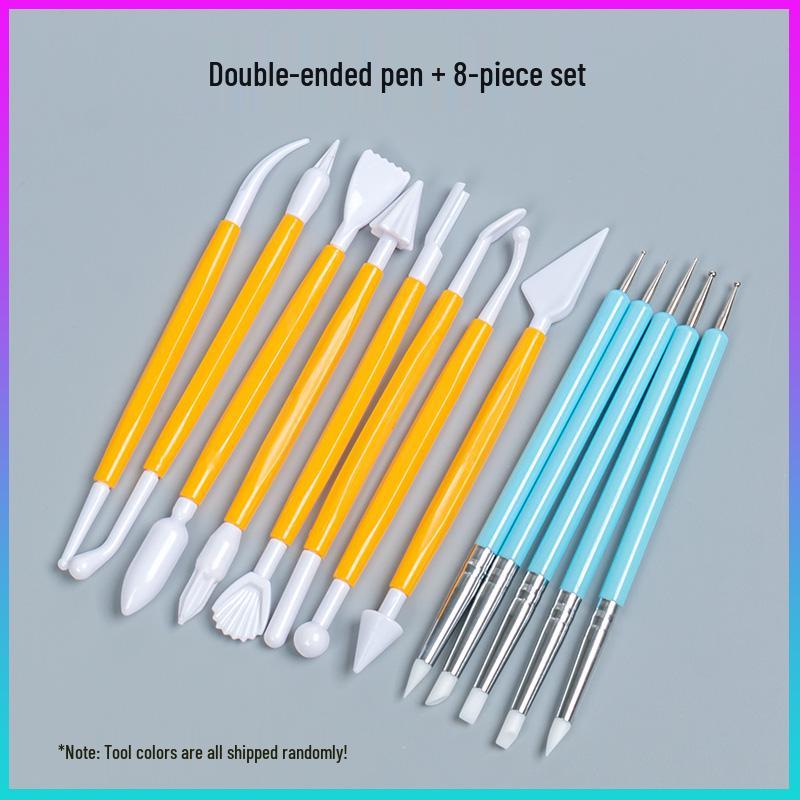 Silicone Double-Ended Dotting and Pressing Pen for Polymer Clay Sculpting