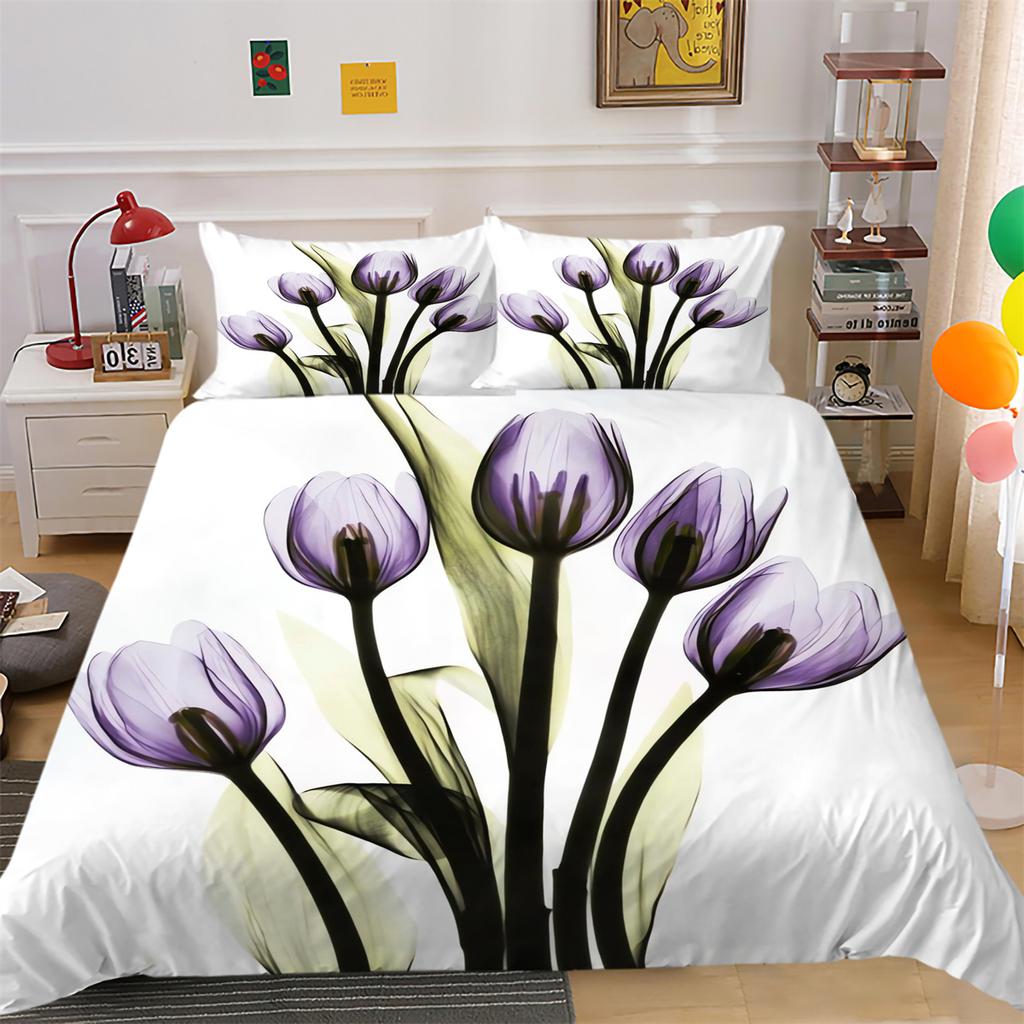 Bettbezug-Set, bunte Blumen, Kissenbezug, Bettbezug-Set, Bettdeckenbezug-Set