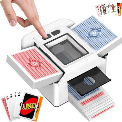Automatisk kortblandare Spelkortsgivare för 2 kortlekar Kortblandare med dubbla lägen 2000 mAh batteri för Skip-Bo, Poker, Texas
