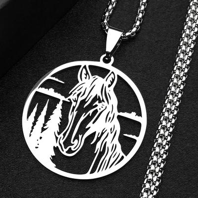 Pferdekopf Halskette Für Frauen Männer Edelstahl Silber Farbe Anhänger Kette Schmuck Geschenke Tierliebhaber