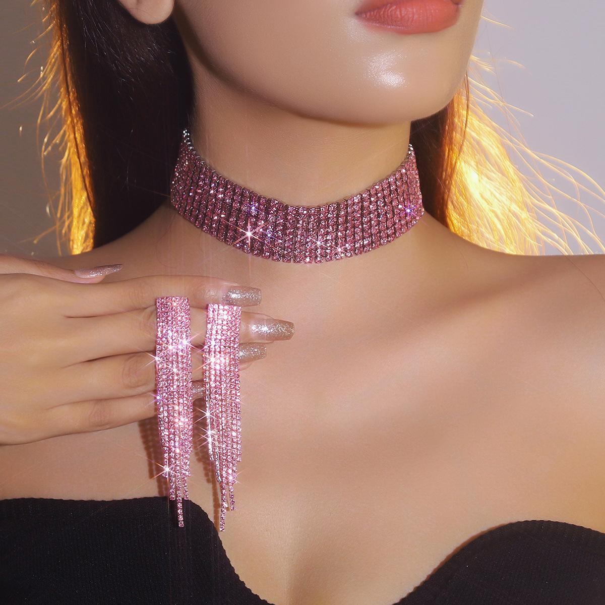 

Роскошный сверкающий кристалл ожерелье серьги комплект леопардовый свадебный комплект ювелирных изделий ожерелье ювелирные изделия