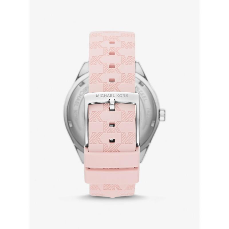 Michael Kors Oversized Jessa Silver-Tone and Embossed Silicone Watch MK7268