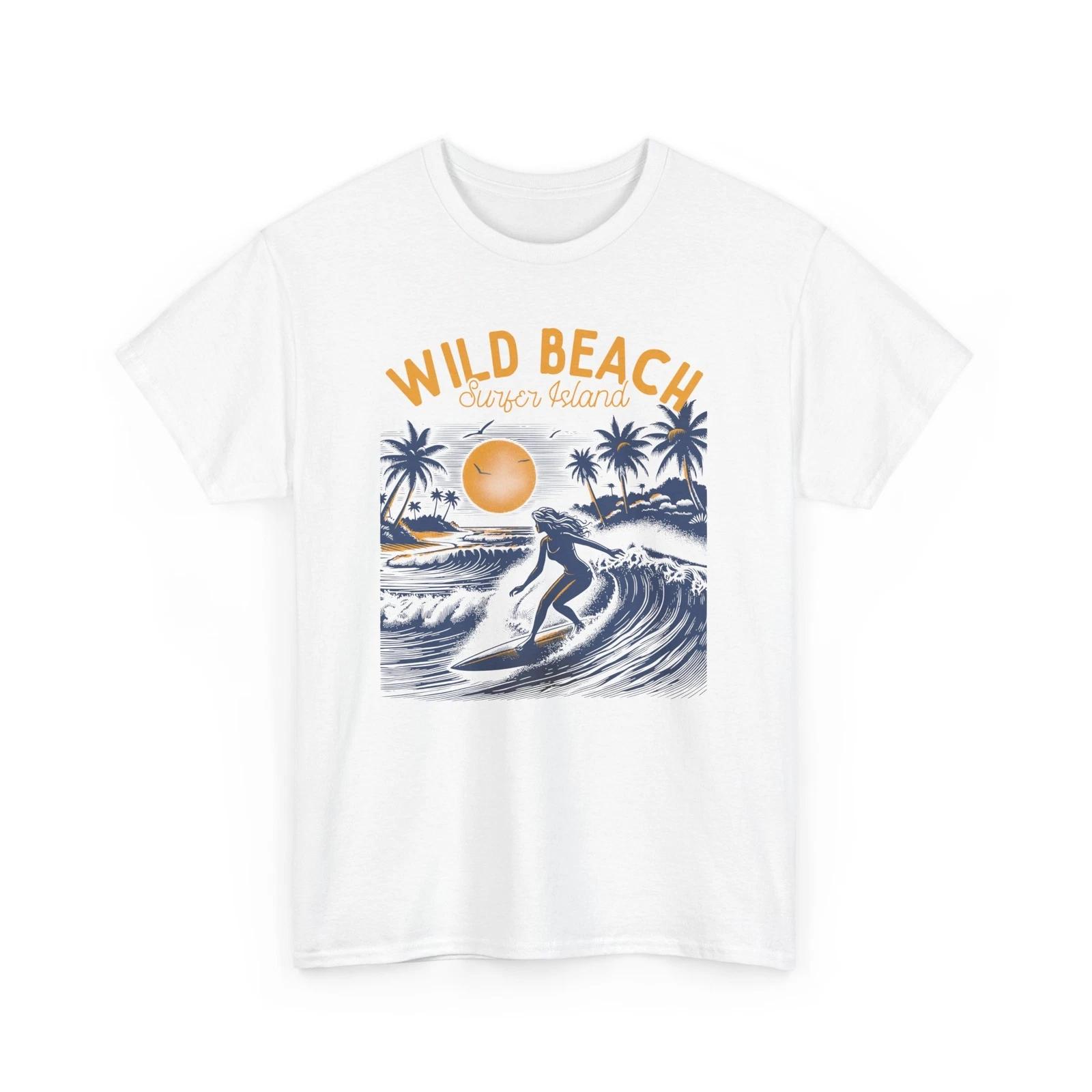 Beach Vibes T-Shirt | Summer Ocean Waves Tee | Wild Beach - Surfer Island Shirt S