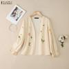 ZANZEA Women Floral Print Casual Long Sleeve Cardigan Blouse