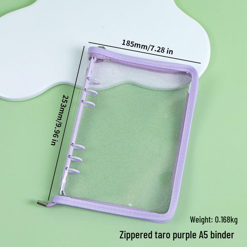 Korean Transparent Black Glitter Zipper 6-Hole K-Pop Idol Fan Journal A6 (No Pages)