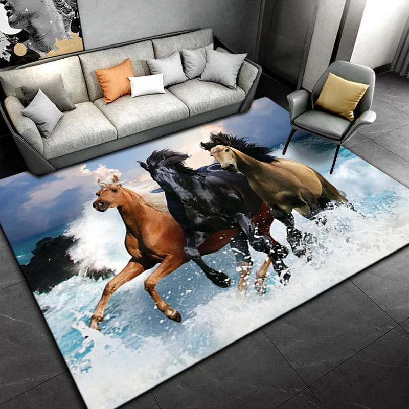 Horse Pentium Art Print Carpet Children's Play Room Carpet Living Room Bedroom Carpet Anti-slip Door Mat Birthday Gift  Sonic