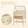 Wooden Cage for Hamsters and Mice, Play House with 5 Platforms, Ramp, Hinged Roof, Glass Window, Plastic and Bottom Shelf, 60x40x80 Cm, Natural