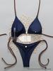 Europäisches einfarbiges Träger-Tanga-Bikini-Set 2026