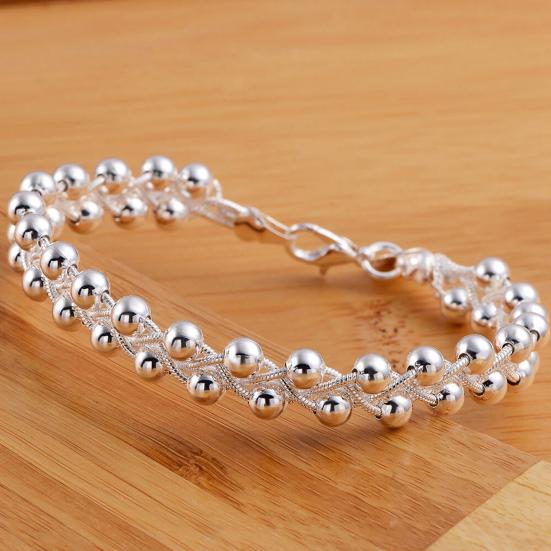Bracelet Silver Plated Fashion Accessories Women Woven Beads Chain Bracelet for Dating