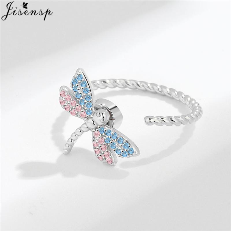 Luxury Anxiety Ring Fidget Spinner Ring for Women Crystal Flower Butterfly Animal Finger Ring Rotate Anti Stress Wedding Jewerly
