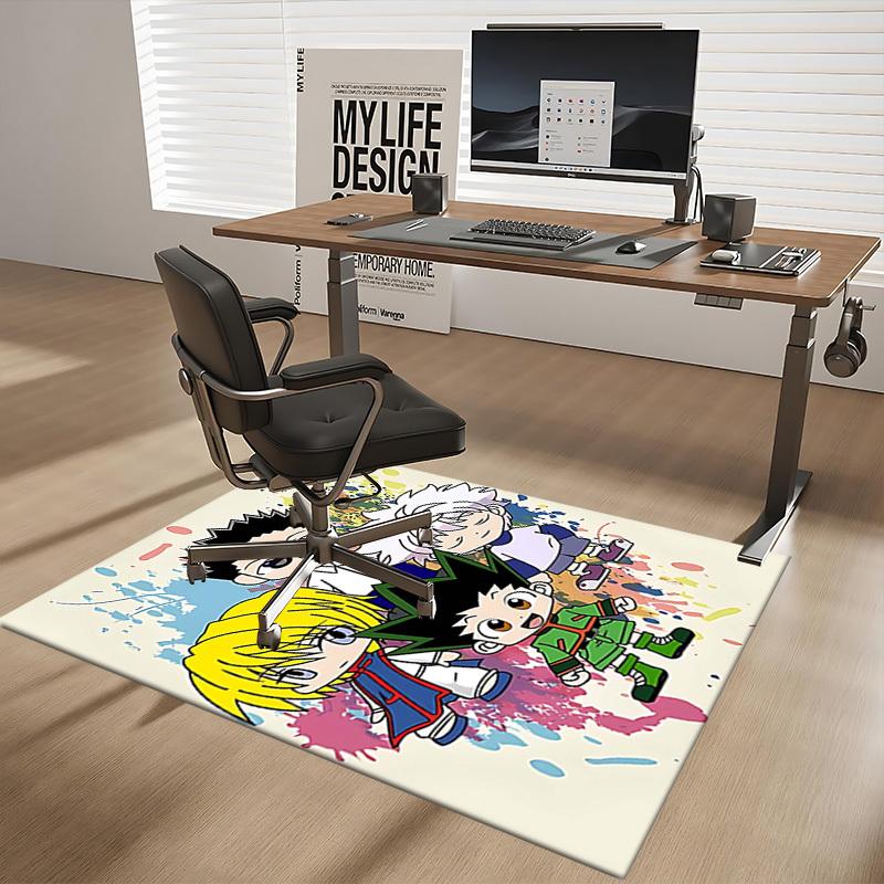 1pc Hunter x Hunter Chair Mat - Office Desk Pad with Leorio, Gon, Killua, and Hisoka for Home Decor, Seasonal Gift, Anti-Slip Carpet, Office, Living R