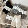 Wool Socks for Women In Autumn and Winter, Vertical Mid-calf Socks with Fabric Labels for Warmth, Long Calf Pile Socks