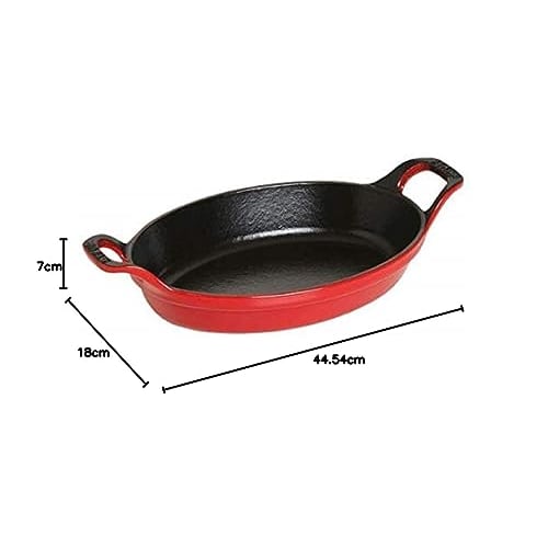 Staub "Oval Stackable Dish, Cherry, 24cm" Enamel and Iron Gratin Dish [Official Japanese Product] Dish 40509-897