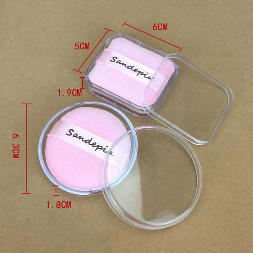 Transparent Square Round Puff Box BB Cream Powder Storage Case Makeup Holder