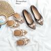 Women's Pointed Toe Rhinestone Flats - New 2026 Korean Style, Soft Leather, Versatile for All Seasons, Ideal for Work and Autumn Wear.