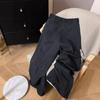 Frühling Herbst High Waist Weite Beine Hosen Falten Knopfleiste Lässig Arbeits Hosen