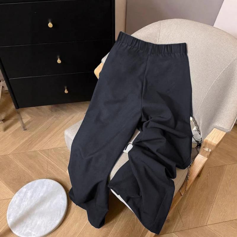Frühling Herbst High Waist Weite Beine Hosen Falten Knopfleiste Lässig Arbeits Hosen