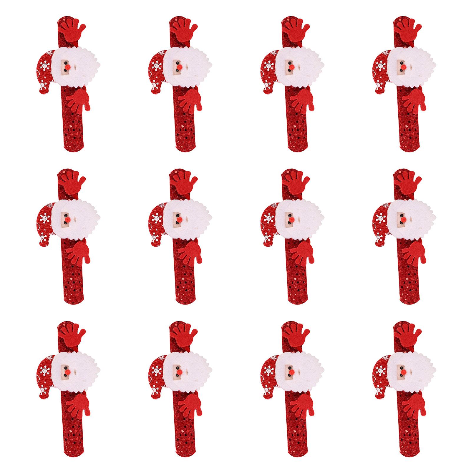 

12Pcs Christmas Slap Bracelets Holiday Slap Wristbands For Kids Adult Christmas Party Supplies Stocking Fillers D