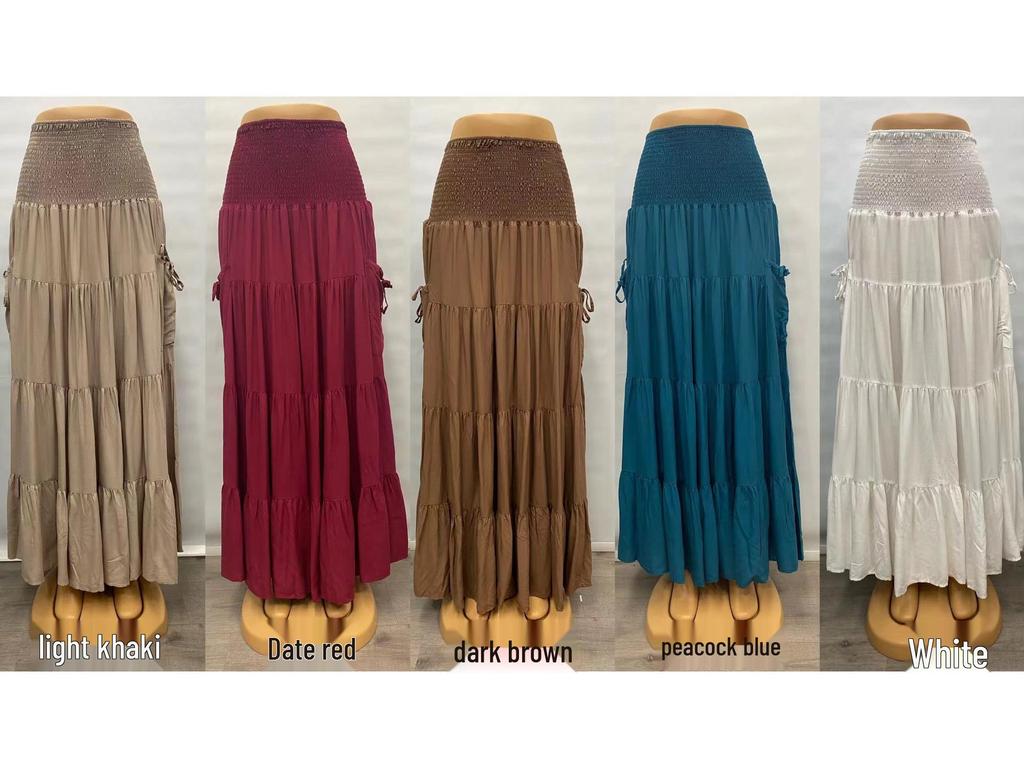 2025 Damen Böhmischer Einfarbig Langer Rock mit Taschen, Zwei-Wege Wickelstil