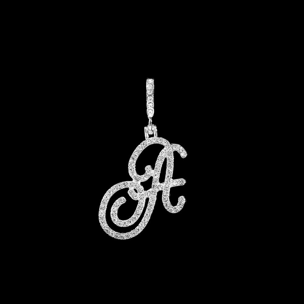 Collana Pendente Lettera Iniziale Z in Corsivo con Zirconi alla Moda per Donna Collana con Cordino Alfabeto in Cristallo Lucido Gioielli Hip Hop