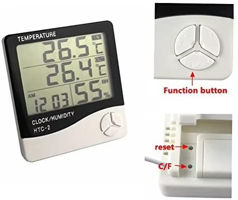Digital Thermometer Hygrometer LCD Meter Temperature and Humidity Meter Gauge With Clock Humidity Thermometer
