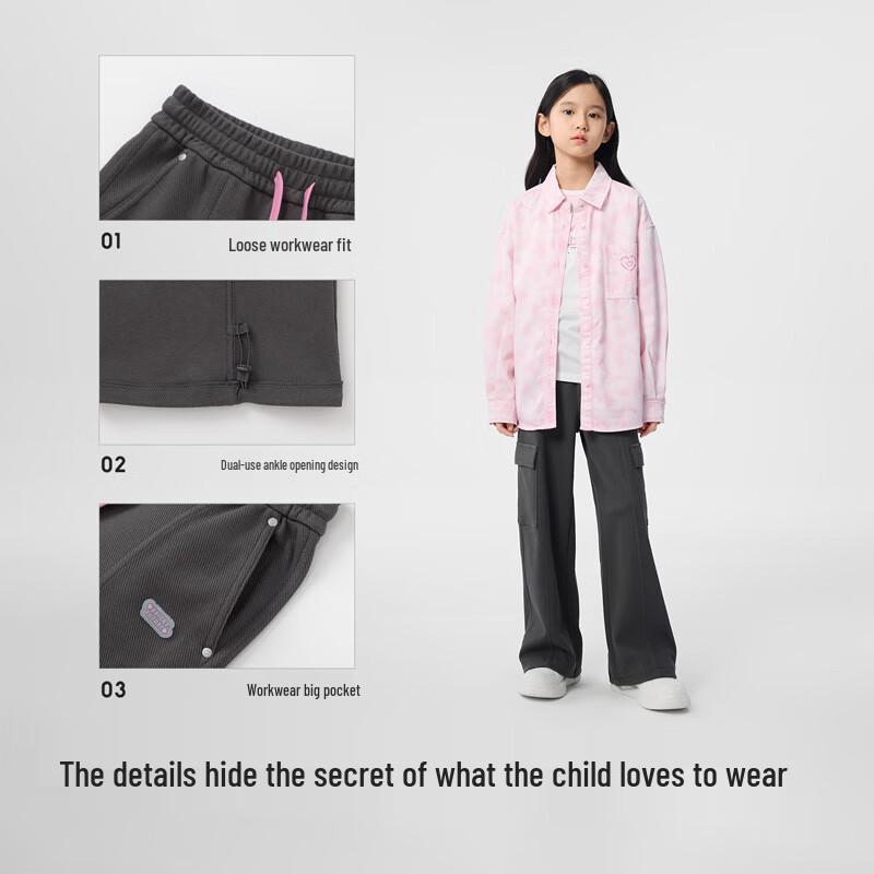 Balabala Girls' Spring Casual Cargo Pants