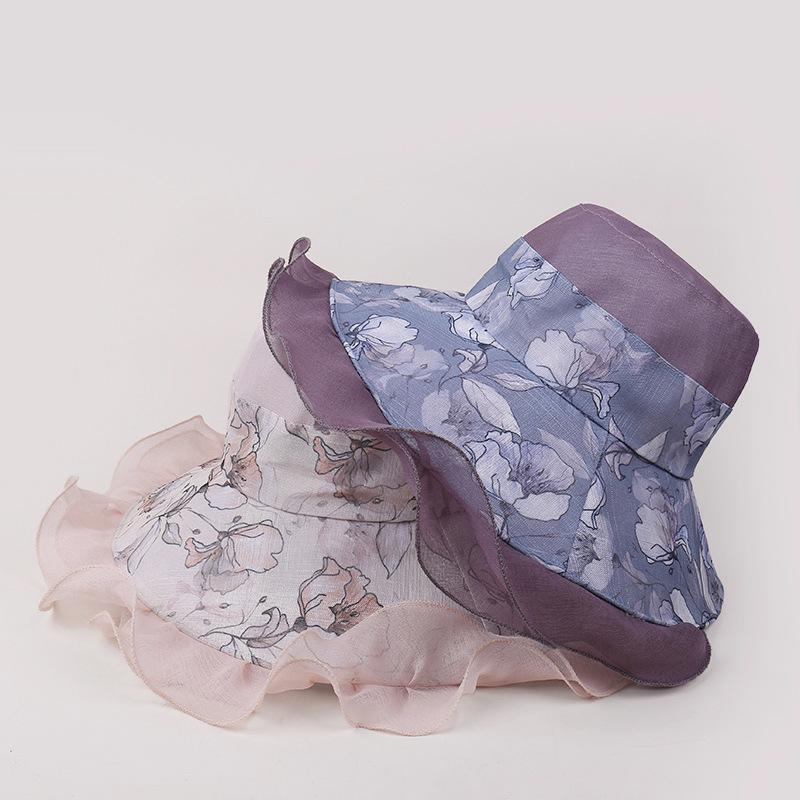 Fashion Big Wave Lace Sun Hat Women's Summer Outdoor Vacation Sun Hat Big Brim Seaside Beach Hat