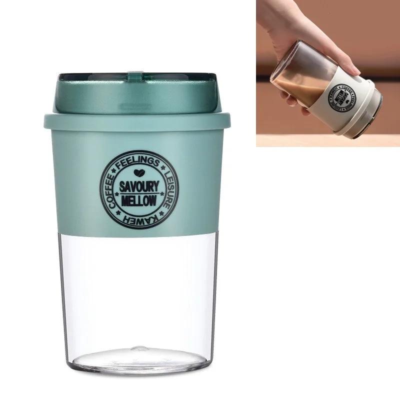300ML Portable Coffee Mug Cup 1pc Outdoor Leisure Sealed Leak-Proof with Cover Vacuum Cup Creative Plastic Water Mug VIE LENTE 300ml