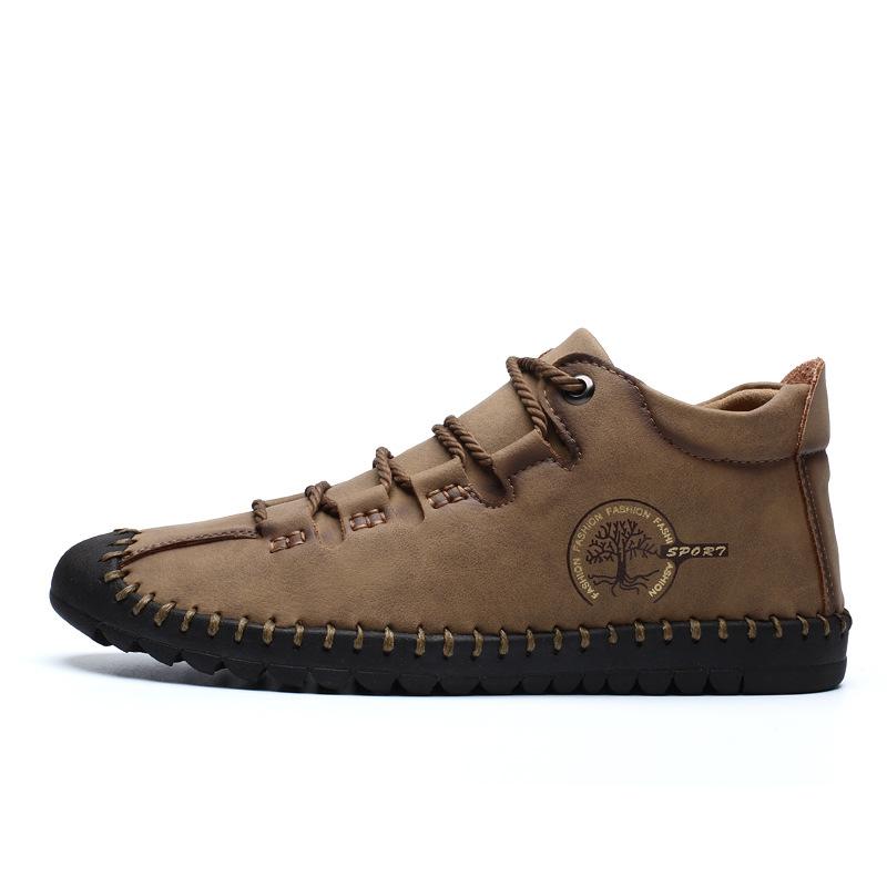 Men's Casual Leather Shoes Men's Spring Large Size Men's Shoes 2025 New Handmade Mid-top Soft-soled Trendy Shoes Men's Trendy Shoes