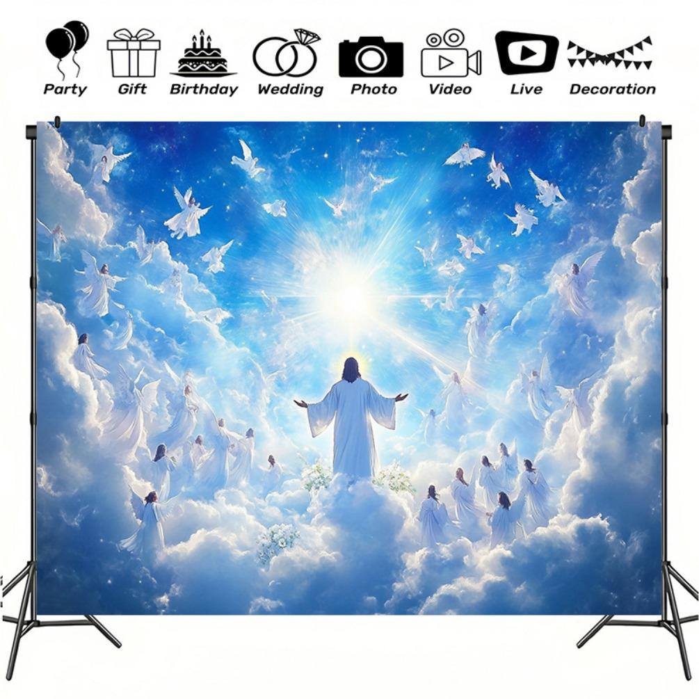 Two-dimensional plane 1-piece set. Religious-themed backdrop for photos featuring Jesus from heaven and angels.zyc