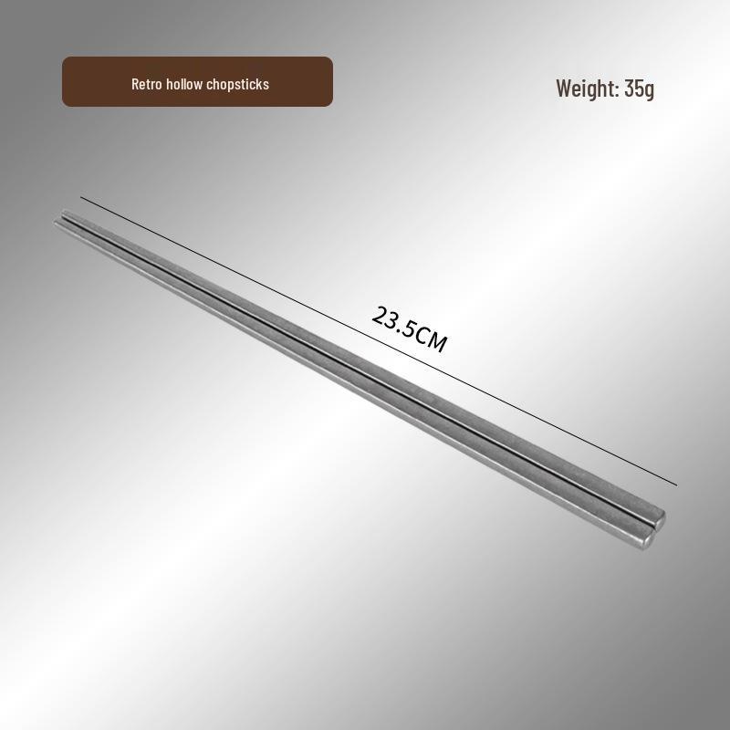 Retro 304 Stainless Steel Korean Tableware Set: Non-Slip Square Chopsticks, Spoons & Forks