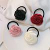 French Satin Rose Flower Scrunchies Hair Tie for Women Girls Korean Sweet Floral Ponytail Elastic Hair Band Head Rope Headdress