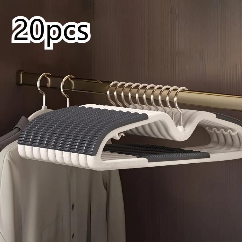 20pcs Space-Saving Plastic Hangers with Connectors, Non-Slip Short Neck, Organizer for Wardrobe Home Dorm Storage, Metal Hooks