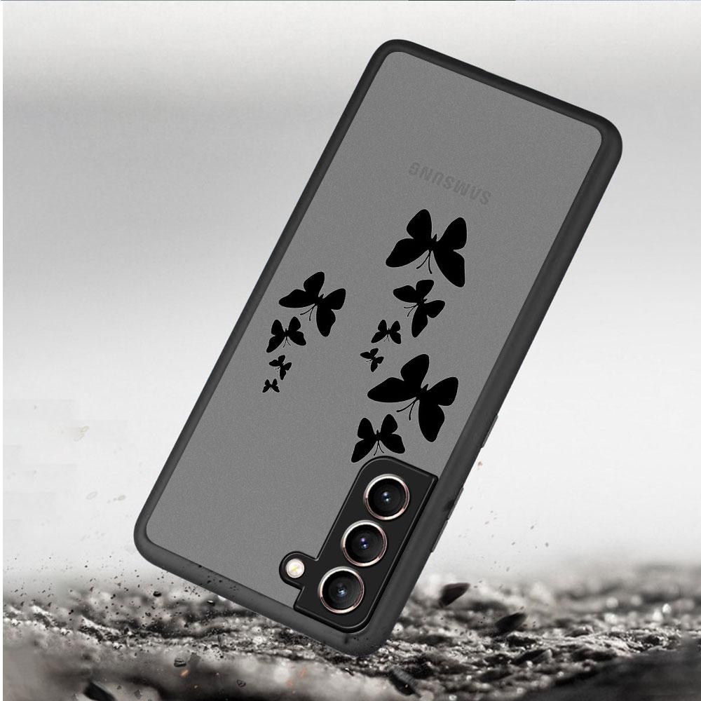 Flowers Heart Matte Case For Samsung Galaxy S22 S20 S21 FE S10 S9 Plus S8 Capa Note 20 Ultra 10 Lite Phone Fundas