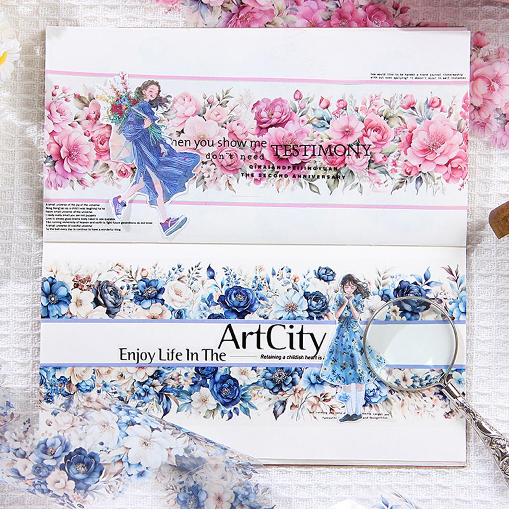6 Rolls/box, Elegant Floral Pattern PET Stickers, Suitable for DIY Photo Frames, Manuals, and Gift Box Decoration, Stylish Beaut
