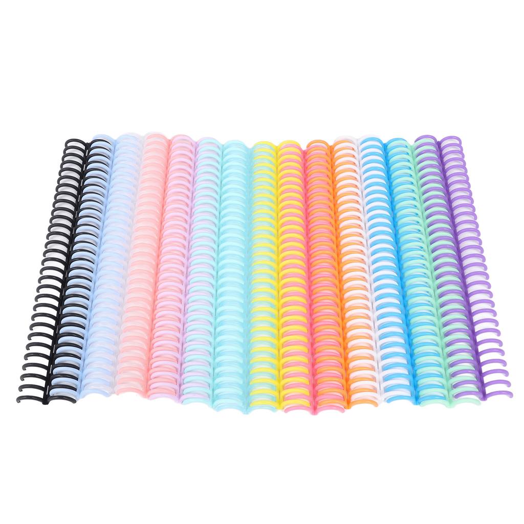 14Pcs 14 Colors Comb Binding Spines 150 Sheet Capacity 19mm X 30 Ring PP Plastic Binder Combs for