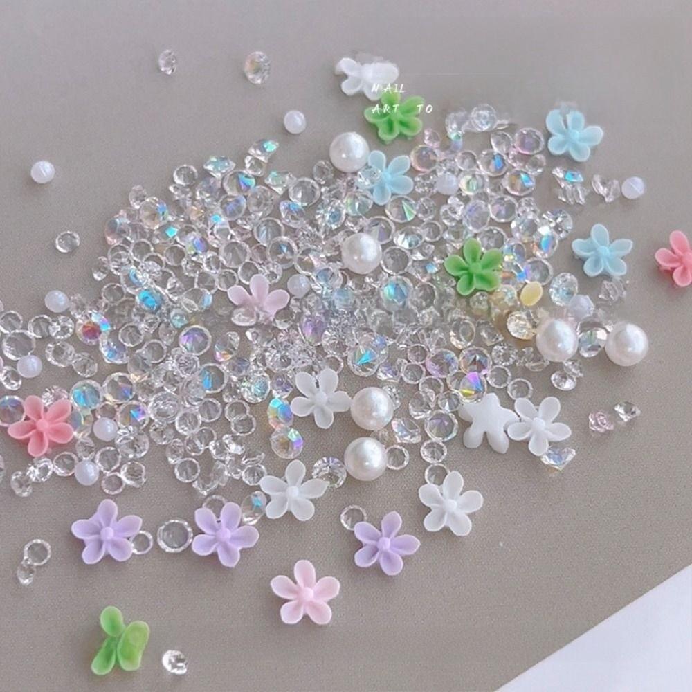 Floral Pearl Floral Nail Decorations White Crystal Nail Accessories Nail Art Charms for Nail DIY