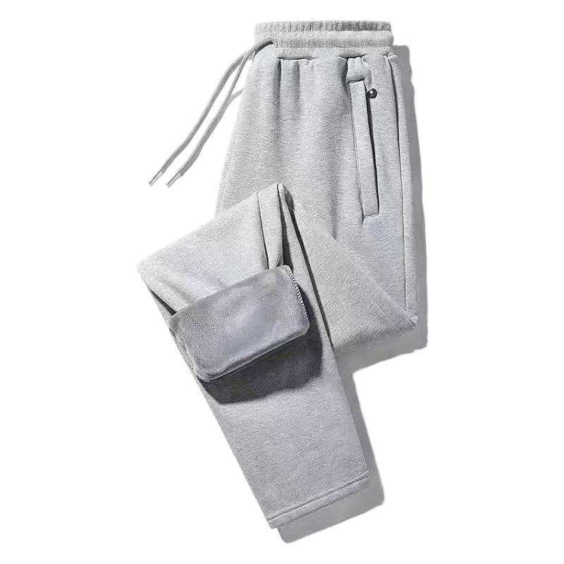 Pantalones de chándal rectos para hombre con forro polar para otoño/invierno - Ideales para mediana edad y ancianos
