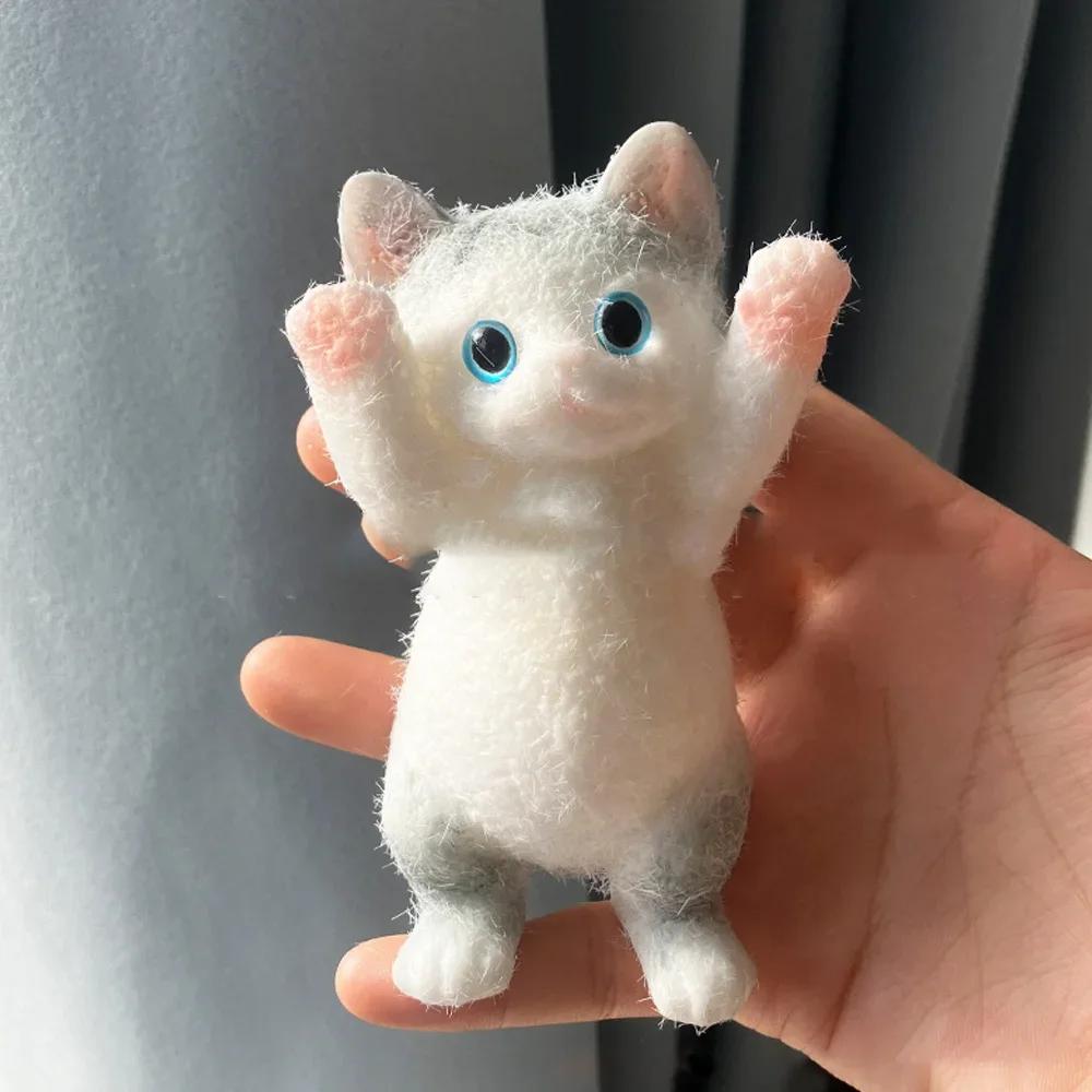 Squishy Cute Flocking Cat Stress Relief Toy, Extra Large Sensory Fidget Toys for Kids Adults Anxiety Relaxation, Squeeze Gift