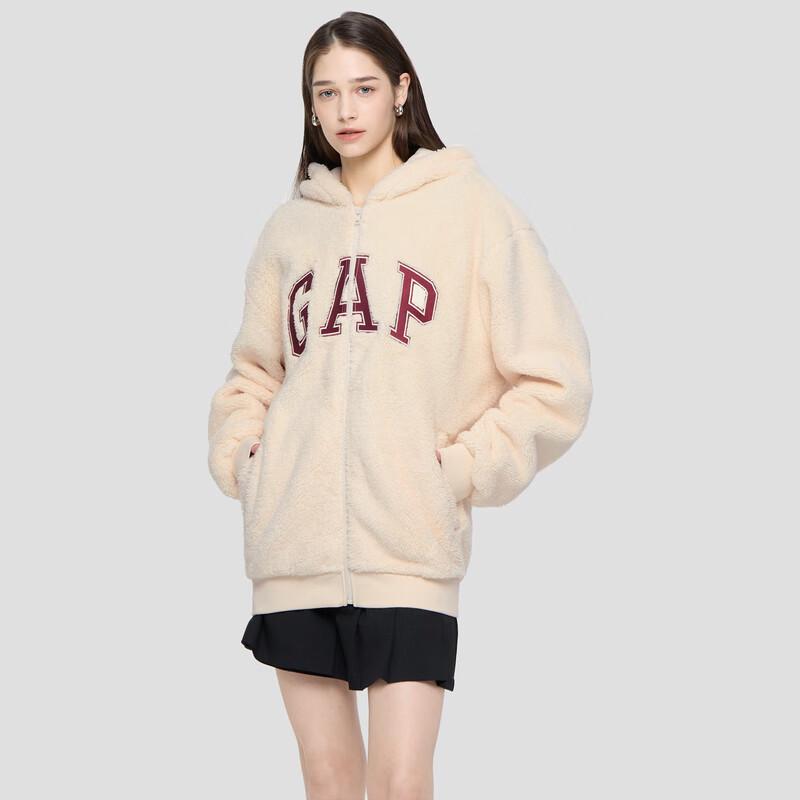 Gap Unisex Contrast Logo Loose Fit Fluffy Hooded Sweatshirt
